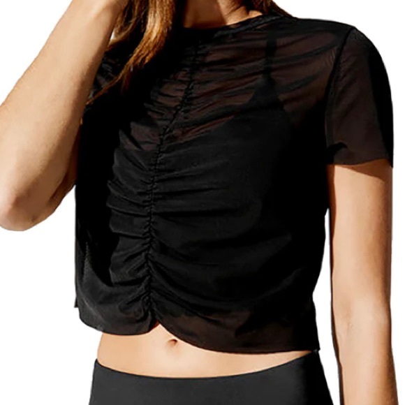 Urban Savage Crop Top workout Mesh with Ruching - Picture 8 of 11